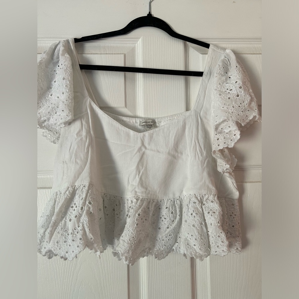 White Eyelet Lace Women's crop Top